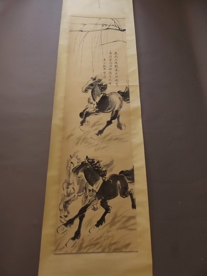A large Chinese monotone watercolour scroll depicting (1 of 4)