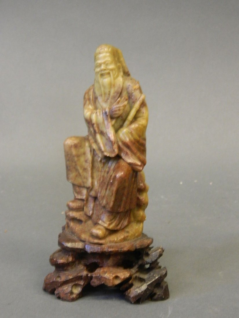 A Chinese soapstone carving of a smiling sage, 6" high (1 of 1)