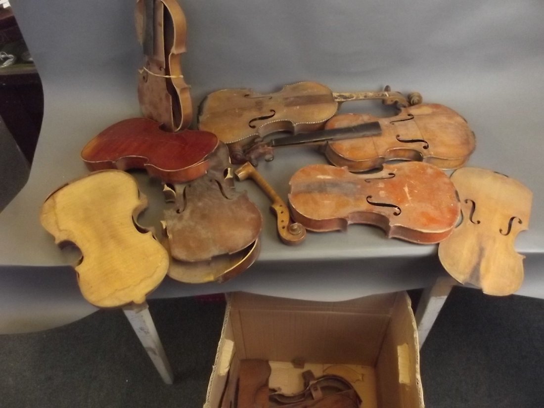 A quantity of early violins and parts, for restoration (1 of 4)