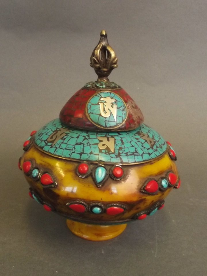 A Sino-Tibetan amber coloured composition jar and (1 of 1)