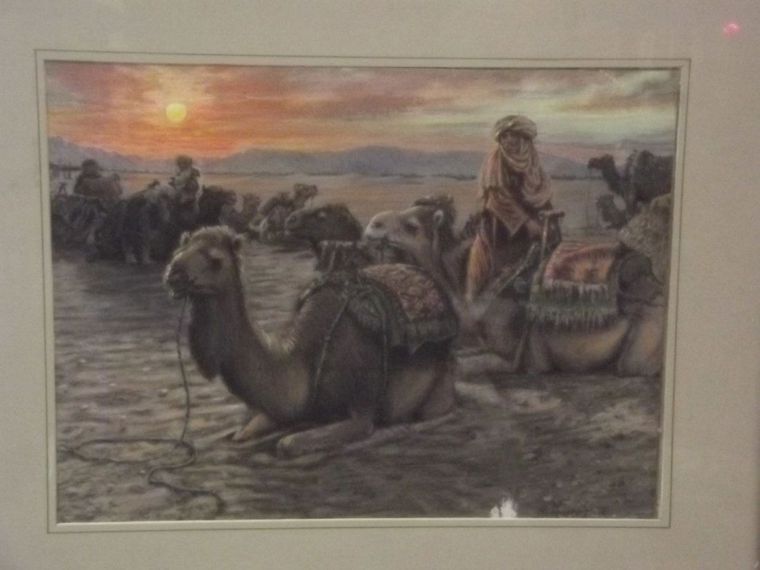 H. Power, chromo lithograph of a resting camel (1 of 2)