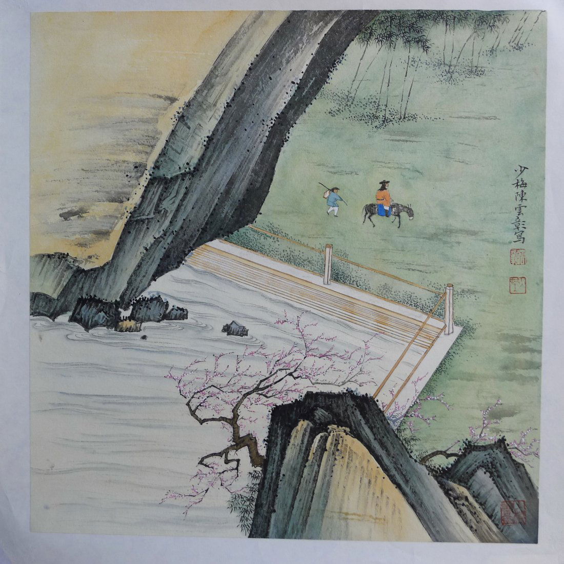 CHINESE PAINTING BY CHEN SHAOMEI: Chinese painting by Chen Shaomei 陈少梅 (1909 – 1954), Eminent Chinese painter, his landscapes with figures painting works fine, profound skill, beautiful has caused the painting.