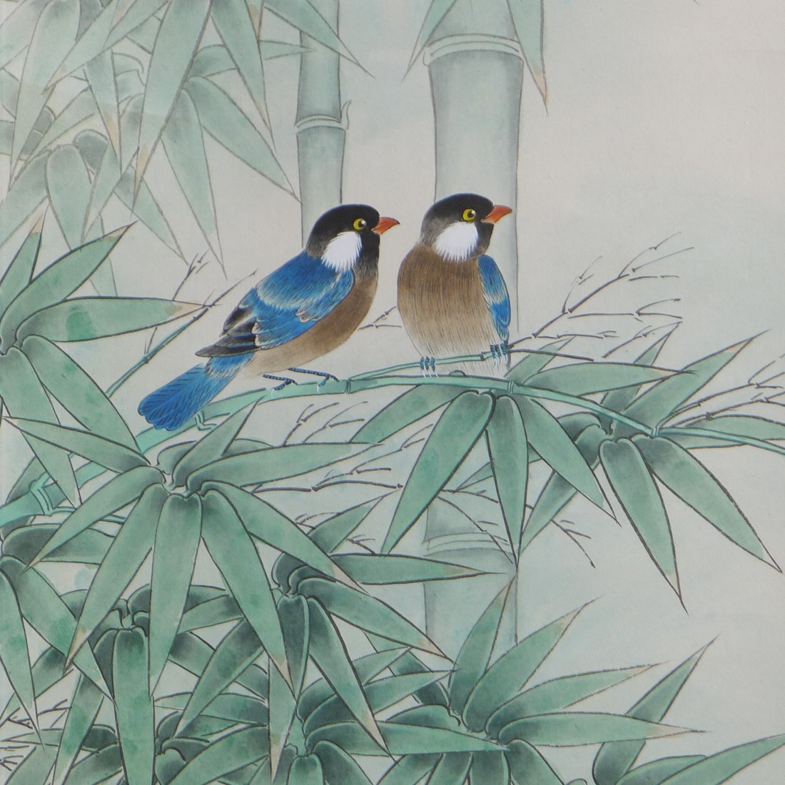 CHINESE PAINTING BY QIN XIA: Chinese painting by Qin Xia, good in flower and bird, especially the fine work and meticulous flower freehand figure. Her bird has a very strong tradition of meticulous skill, the bird freehand great