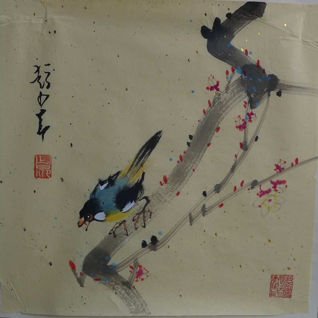 CHINESE PAINTING BY ZHAO SHAOANG: Chinese painting by Zhao Shao'ang (1905 - 1998) the best flower-and-bird painter. was very good in painting landscape, animal, flower, insect and fish. Chinese ink and colors painting on paper, the fl