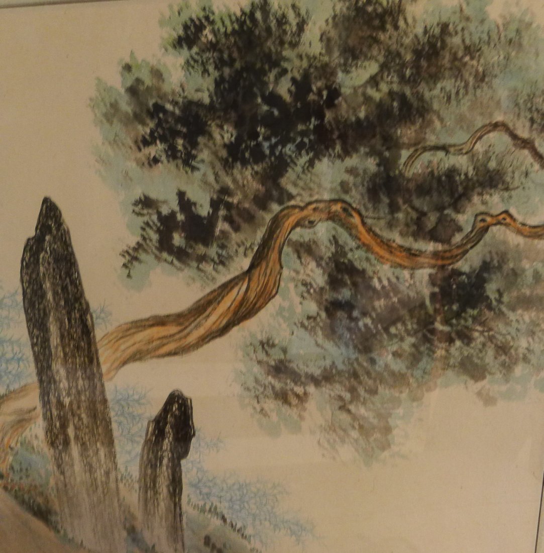 CHINESE PAINTING: Chinese painting by Wang Ping Kong 王品康 (1944 -), Chinese painter, he is intensive research Chinese landscape painting nearly 20 years. This landscape painting is painted with his 