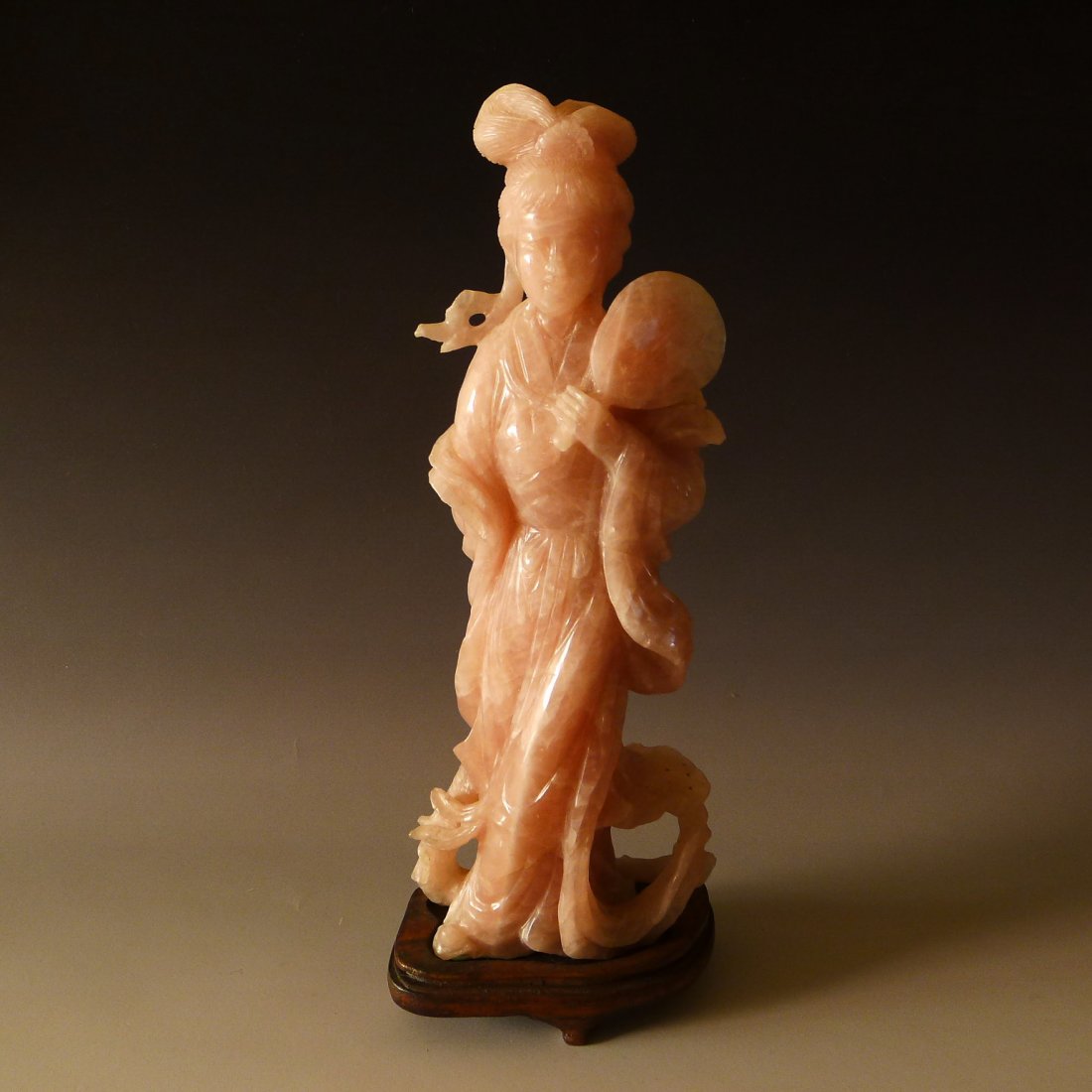 CHINESE PINK CRYSTAL LADY: The pink crystal beautiful lady, fine carving, size: 14" height.