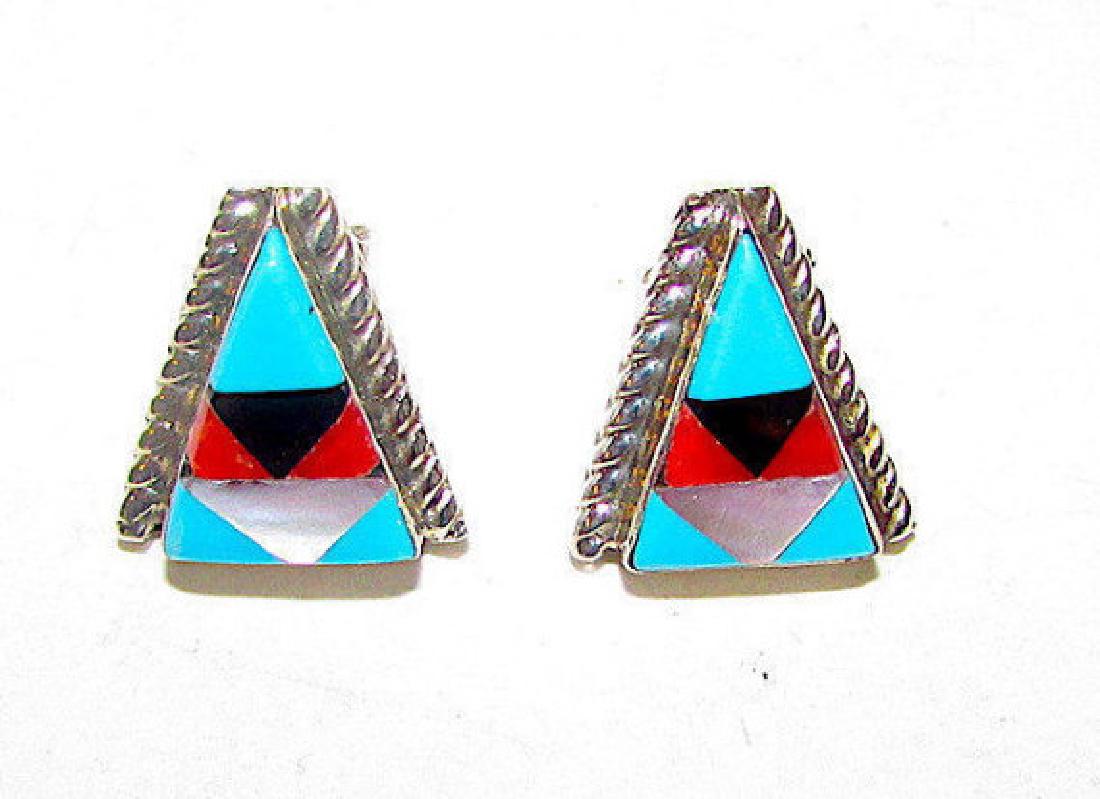 Vintage Native American Zuni Turquoise Coral Jet MOP (1 of 3)