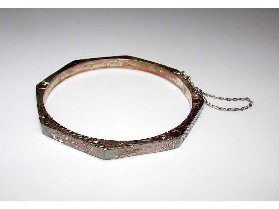 Art Nouveau Sterling Silver Hand Etched Floral Design (1 of 5)