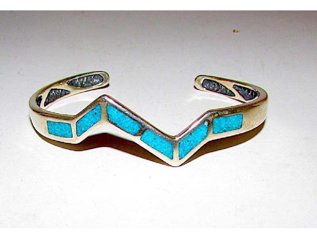 Vintage Sterling Silver 925 Turquoise Zig Zag Design (1 of 5)