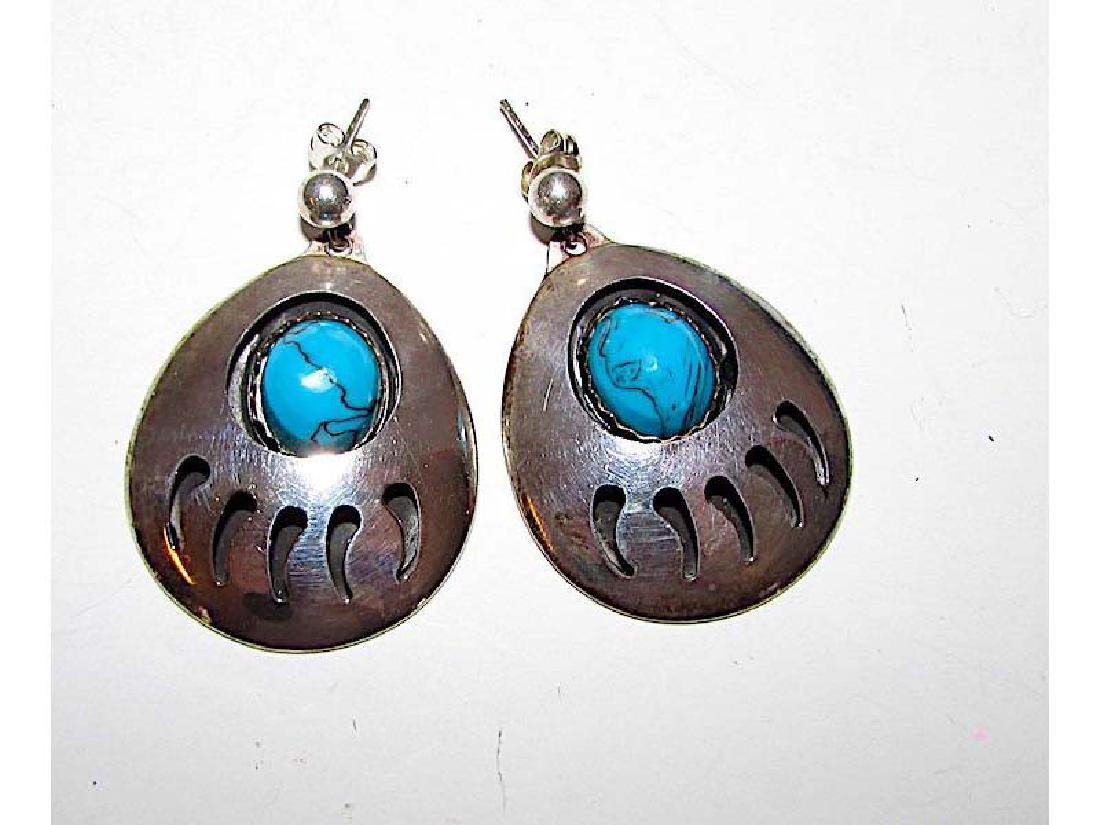 Native American Navajo Sterling Silver Turquoise Bear (1 of 4)