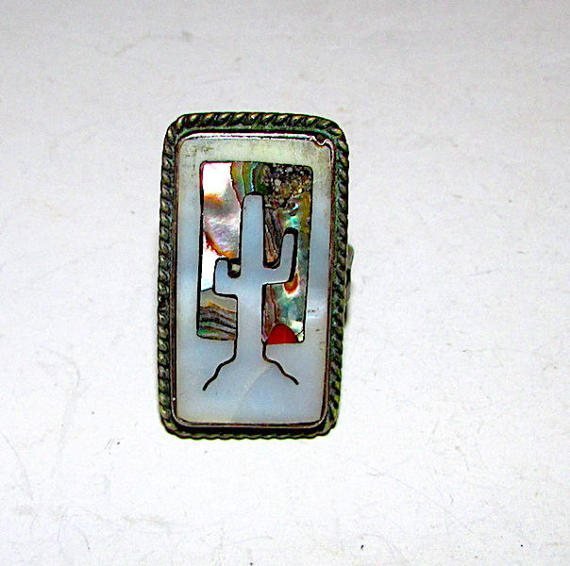 Navajo Native American Sterling Silver MOP Abalone (1 of 3)