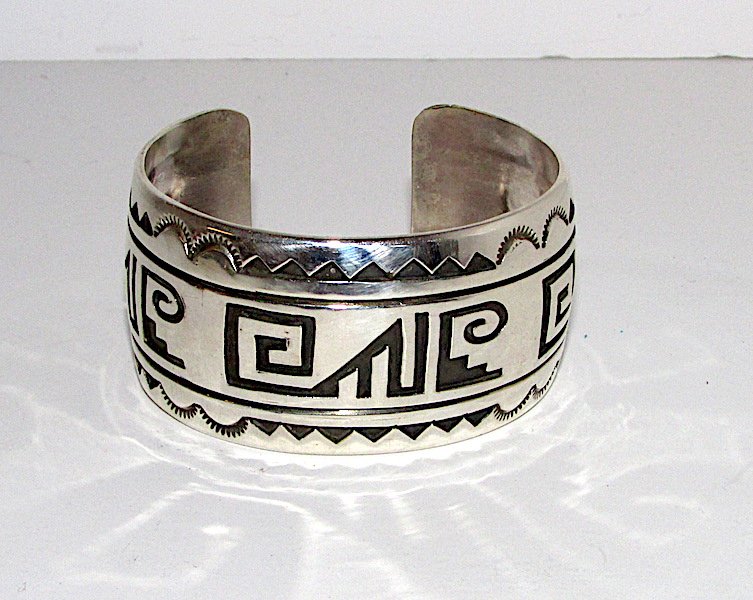 Navajo Sterling Rosco Scott HUGE Cuff Bracelet Signed (1 of 3)