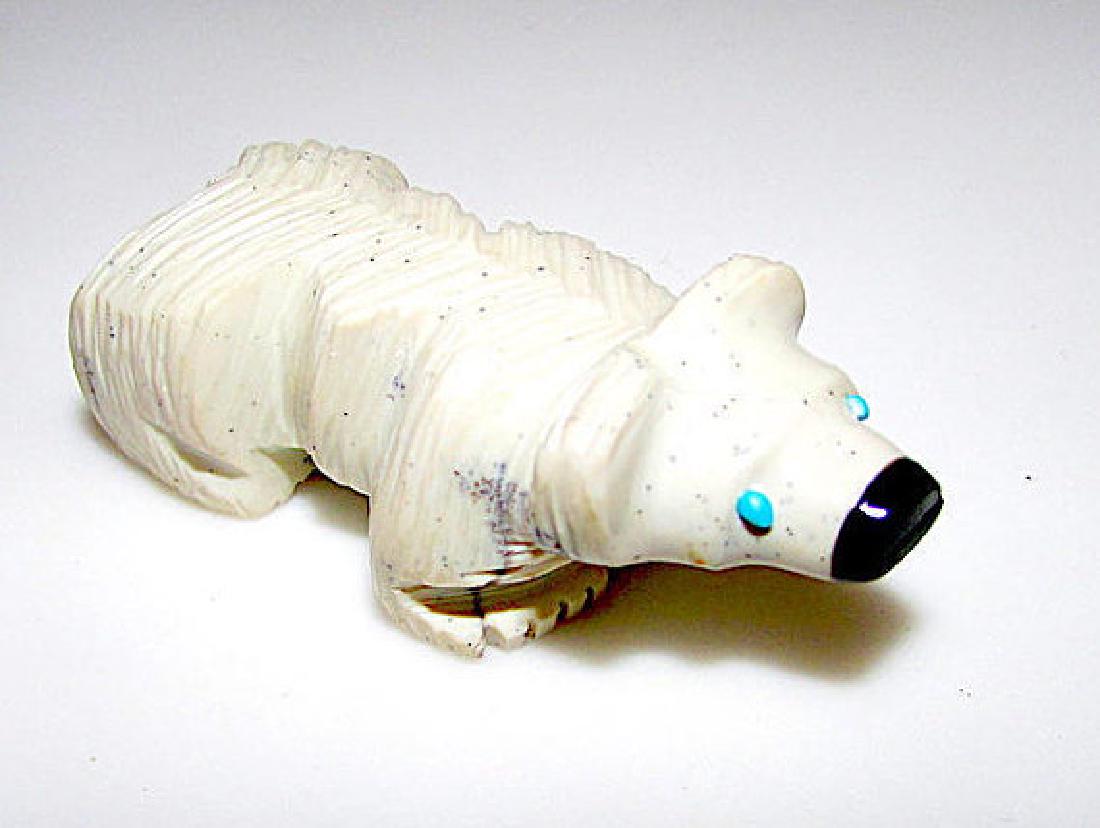 Zuni White Picasso Marble White Bear Fetish Carved by (1 of 3)