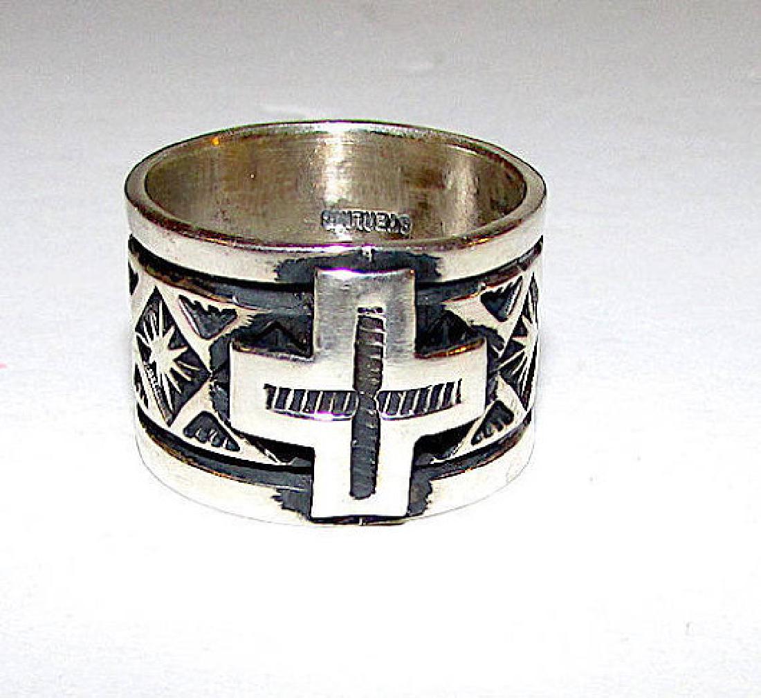 Navajo Derrick Cadman Sterling Silver Band Ring with (1 of 2)