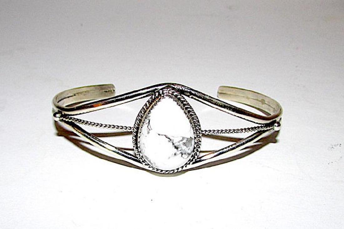 Vintage Navajo Sterling Silver White Buffalo Turquoise: For your consideration is this fabulous vintage sterling silver and gorgeous White Buffalo turquoise Navajo cuff bracelet in wonderful condition by a collectible Navajo artist Pat Yazzie. This fab cuf