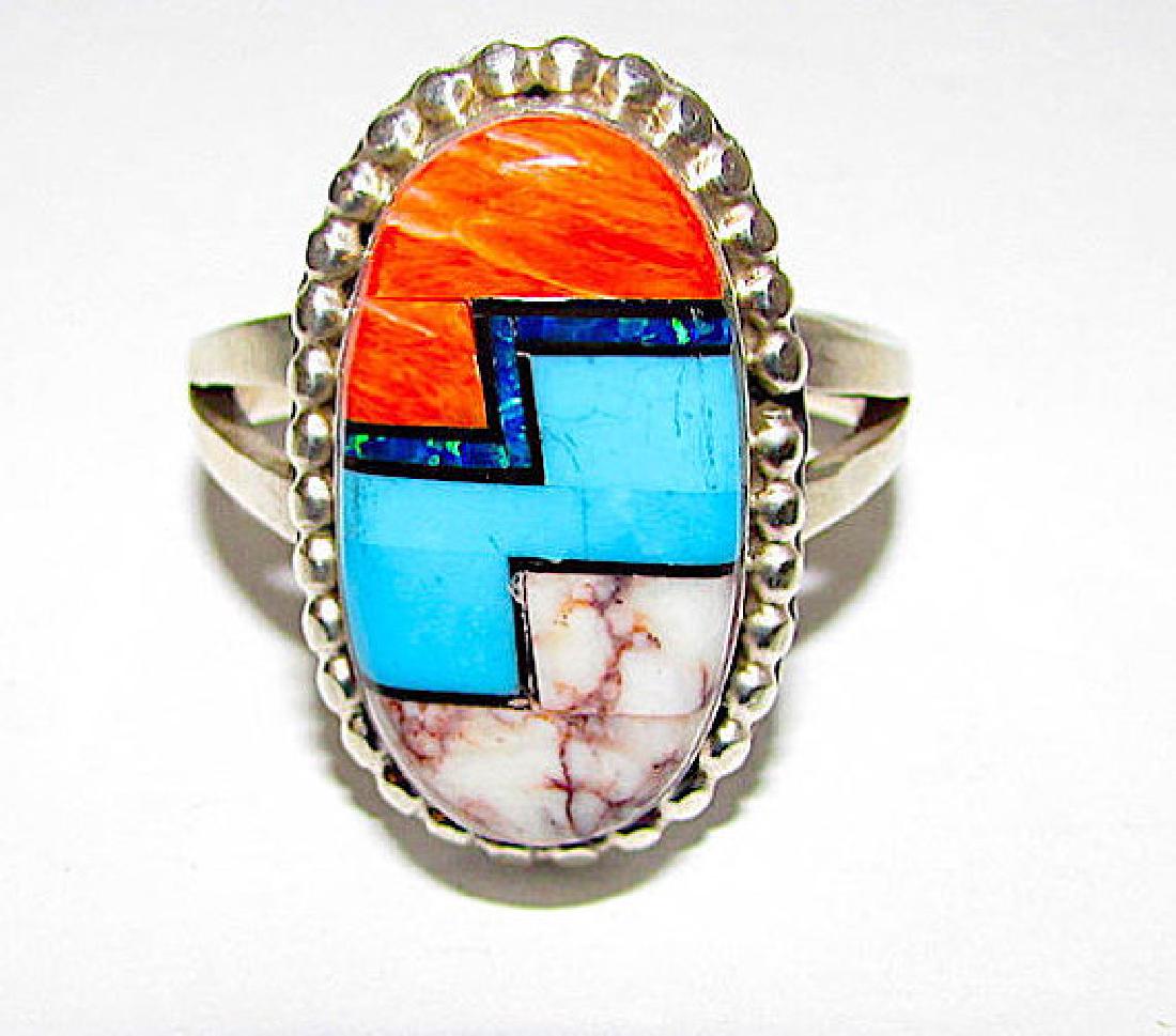 Vintage Navajo Sterling Silver White Buffalo Blue (1 of 3)