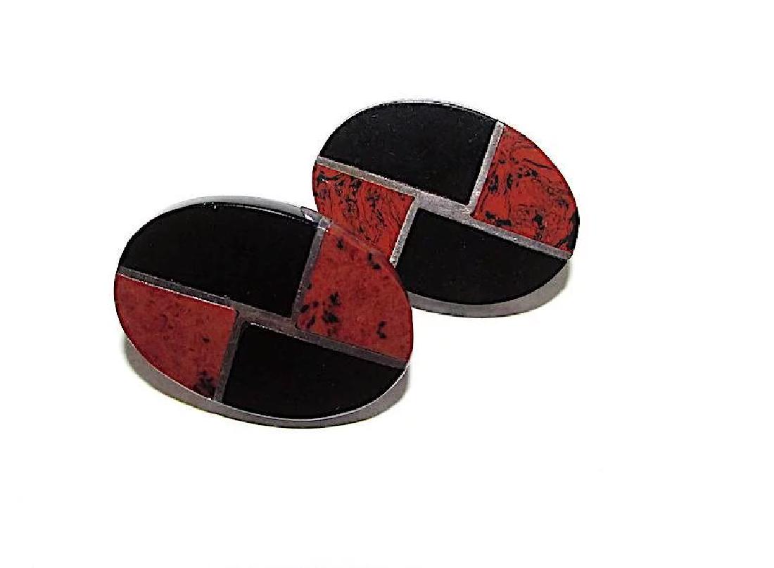 Taxco 950 Jasper Jet Earrings (1 of 2)