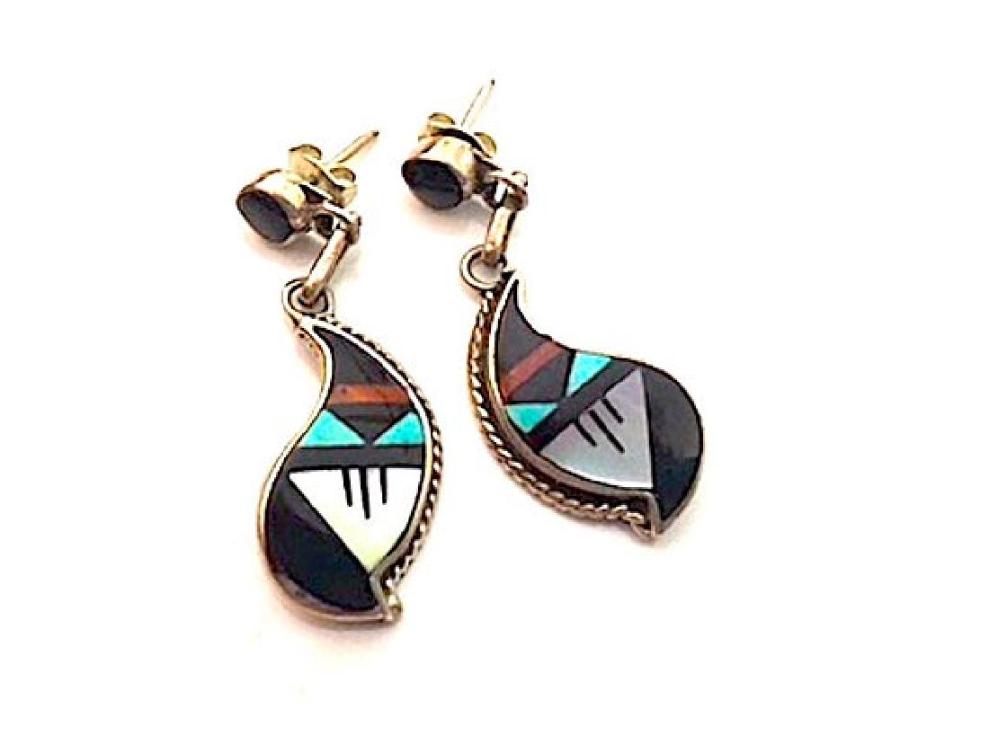 Vintage Zuni Sterling Silver Turquoise Coral Jet MOP (1 of 3)