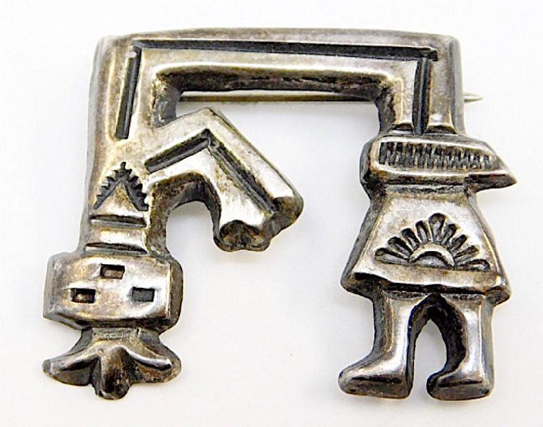 Old Pawn Navajo Sand Cast Sterling Silver Yei Brooch (1 of 2)