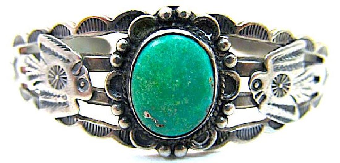 Old Pawn Navajo Sterling Silver Turquoise Thunderbird (1 of 3)