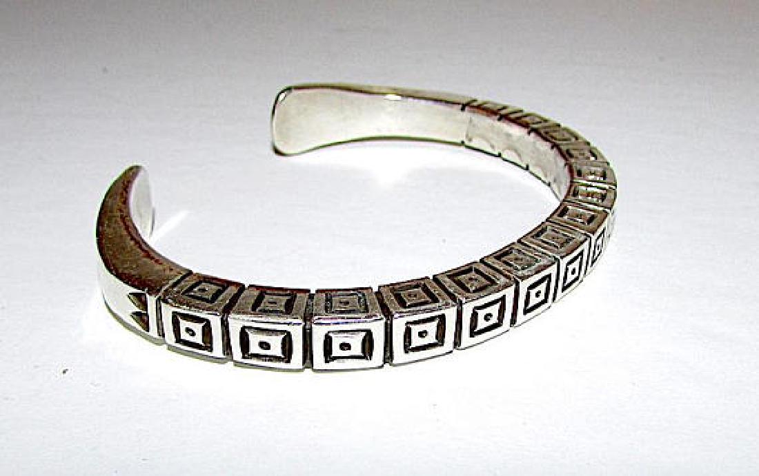 Navajo Sterling Silver Cuff Bracelet with Heavy Hand (1 of 4)