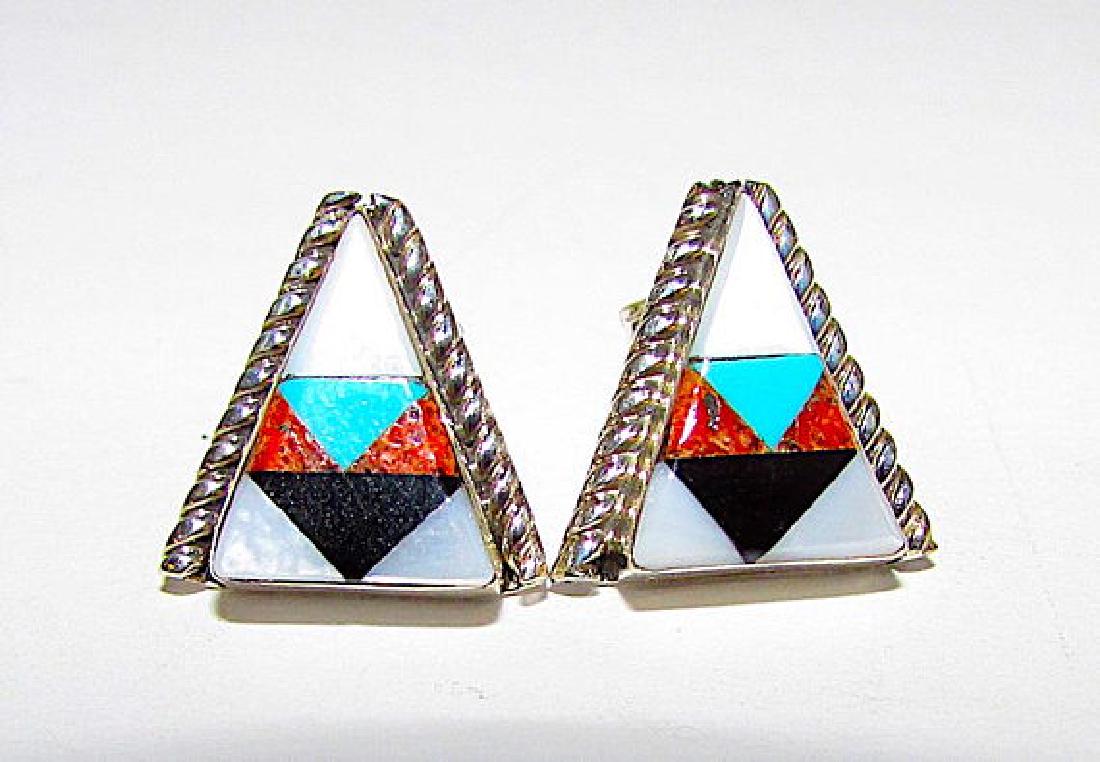 Vintage Native American Zuni Turquoise Coral Jet (1 of 2)