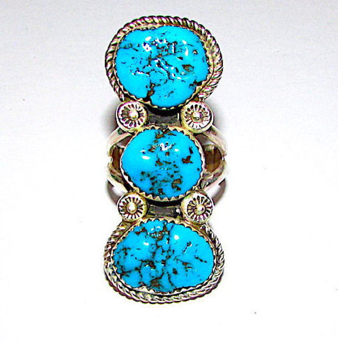 Vintage Navajo Sterling Kingman Turquoise Ring Sz 7 (1 of 2)