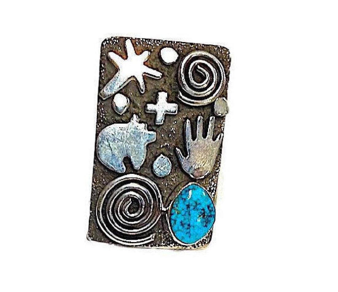 Navajo Alex Sanchez Sterling Silver Morenci Turquoise (1 of 2)