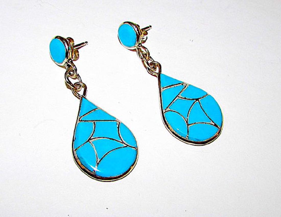 Native American Zuni Sterling Silver Turquoise Inlay (1 of 3)