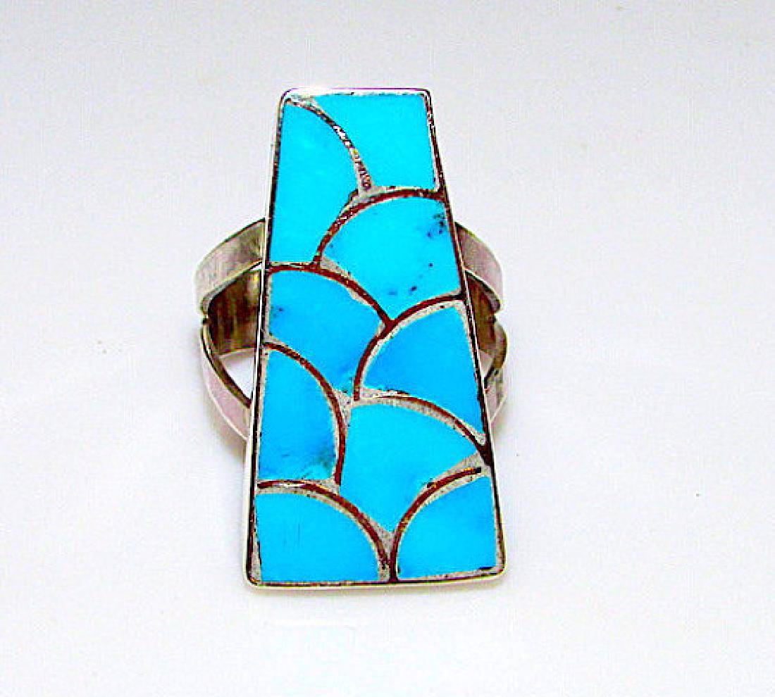 Zuni Sterling Silver Seeping Beauty Mine Turquoise Ring (1 of 3)