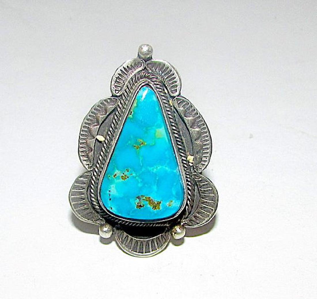 Navajo Bisbee Turquoise Ring Size 7.5 Native American (1 of 3)