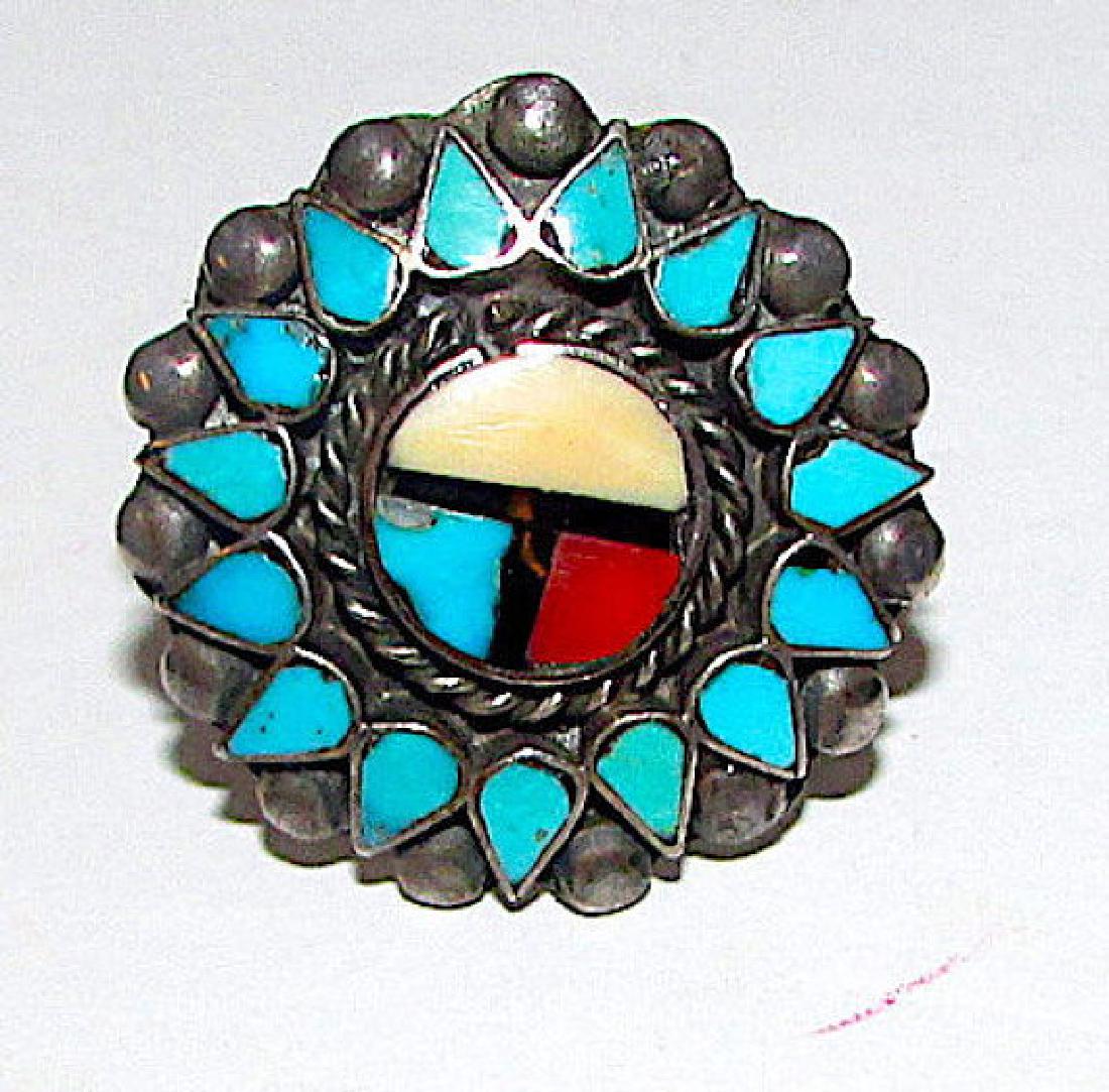 Old Pawn Native American Zuni Sterling Silver Turquoise (1 of 2)