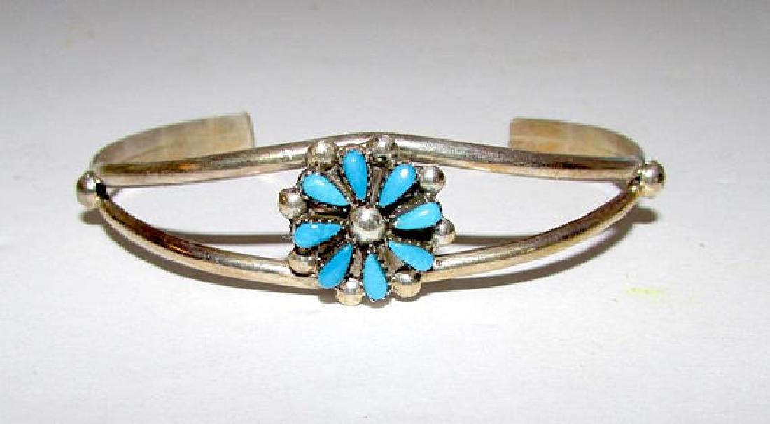 Native American ZUNI Sterling Silver Turquoise Cluster (1 of 1)