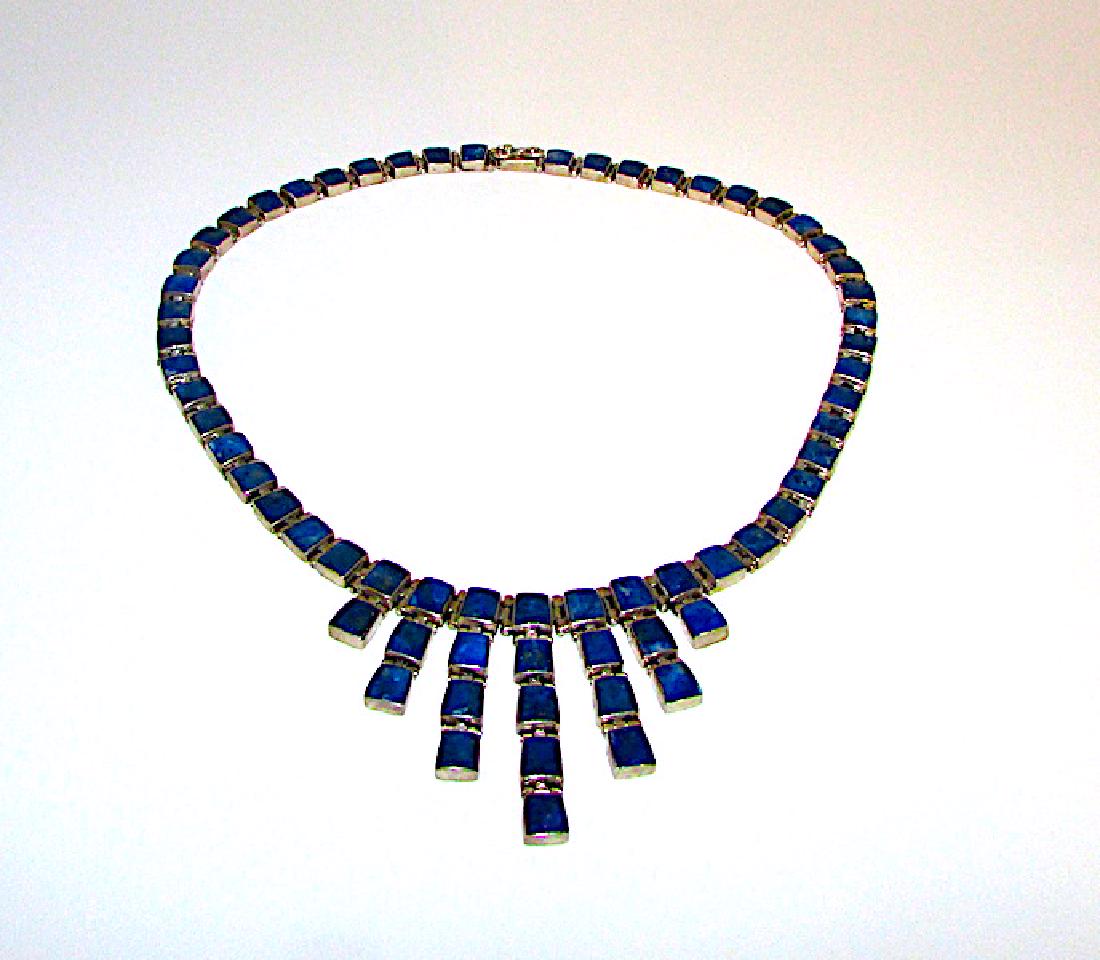 Taxco 950 Silver Lapis Statement Necklace (1 of 4)