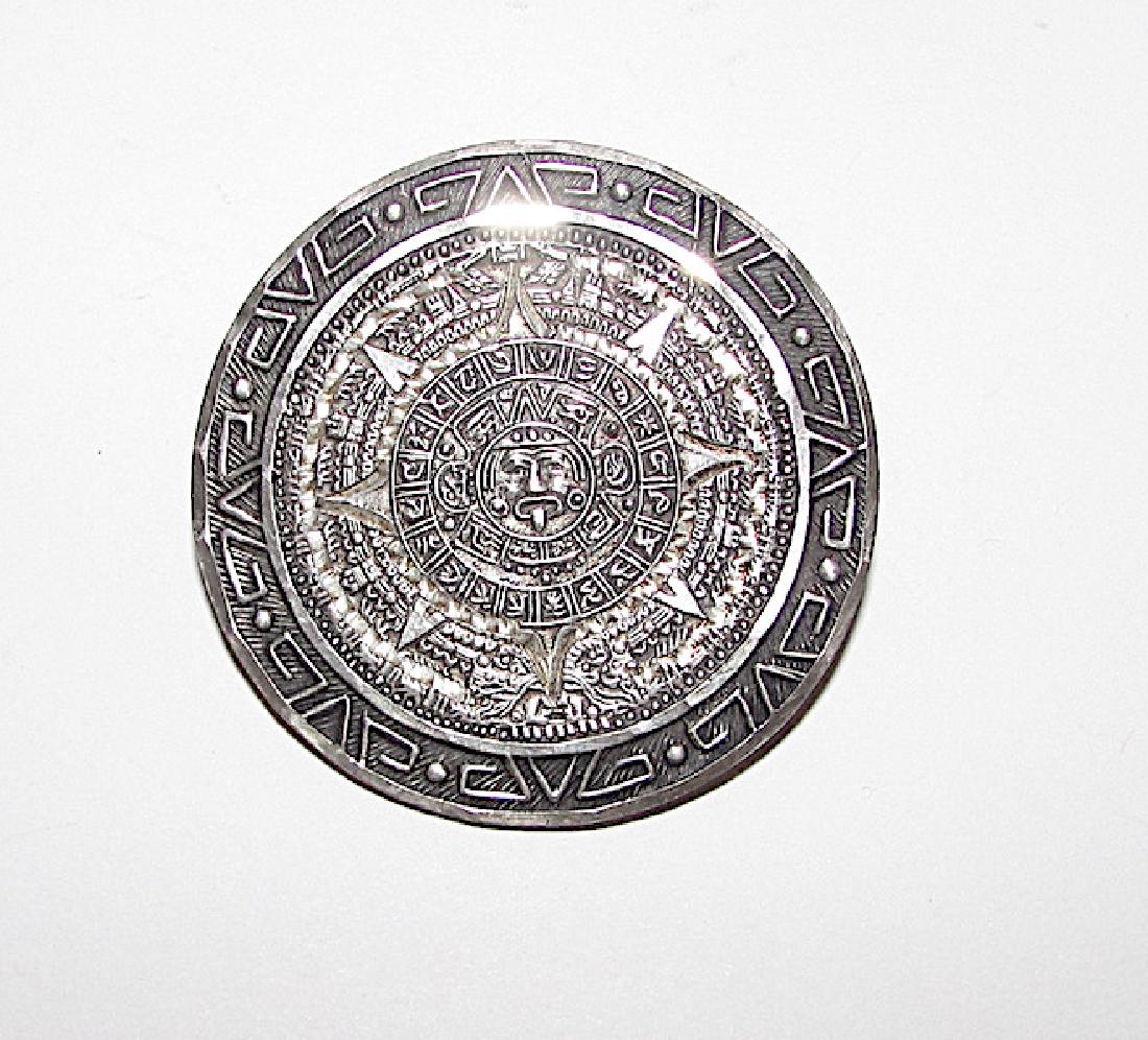 Mexican Taxco Eagle Mark Aztec Calendar Pin Pendant (1 of 2)