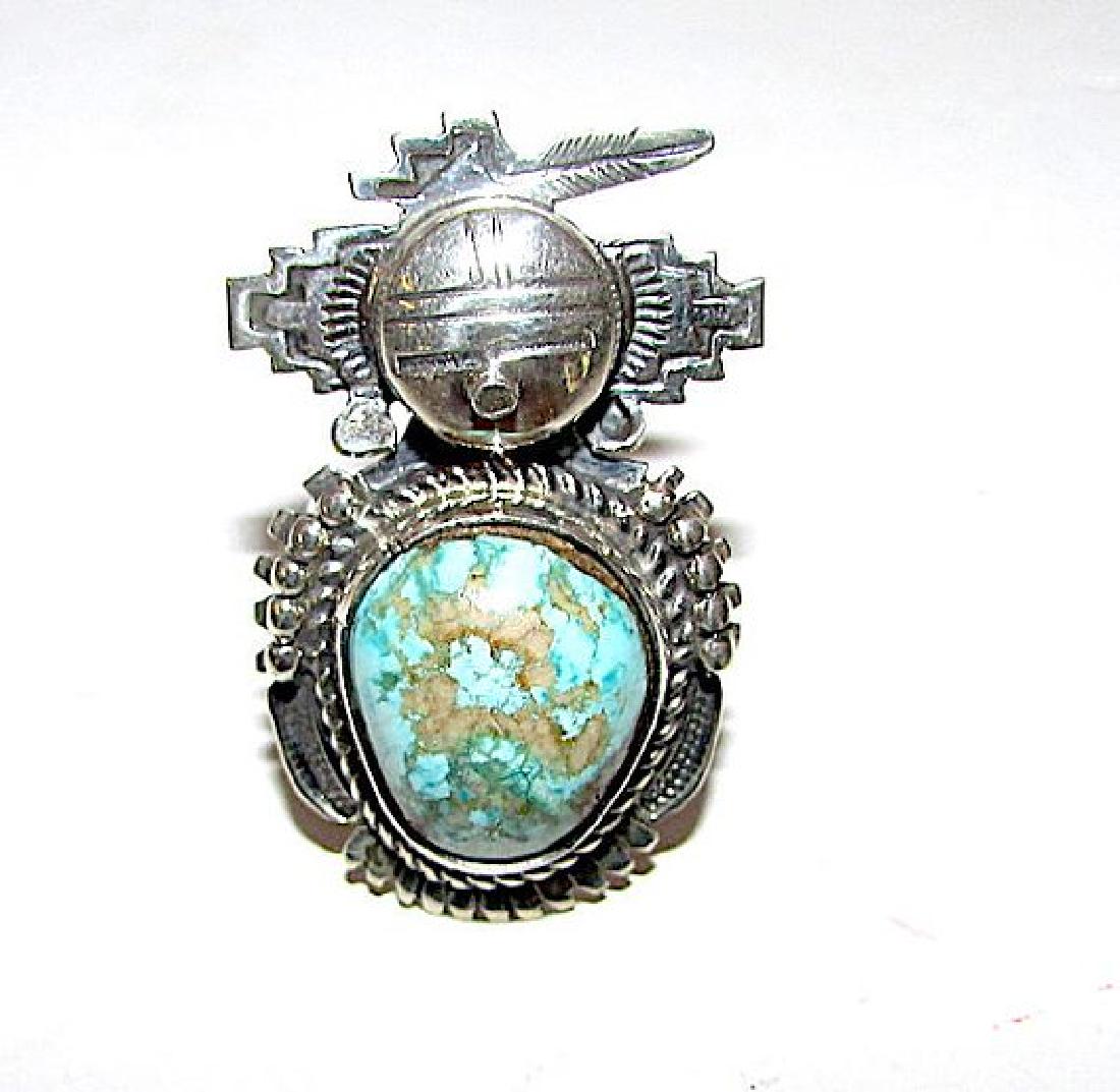Navajo Sterling Silver Dry Creek Turquoise Kachina Ring (1 of 3)