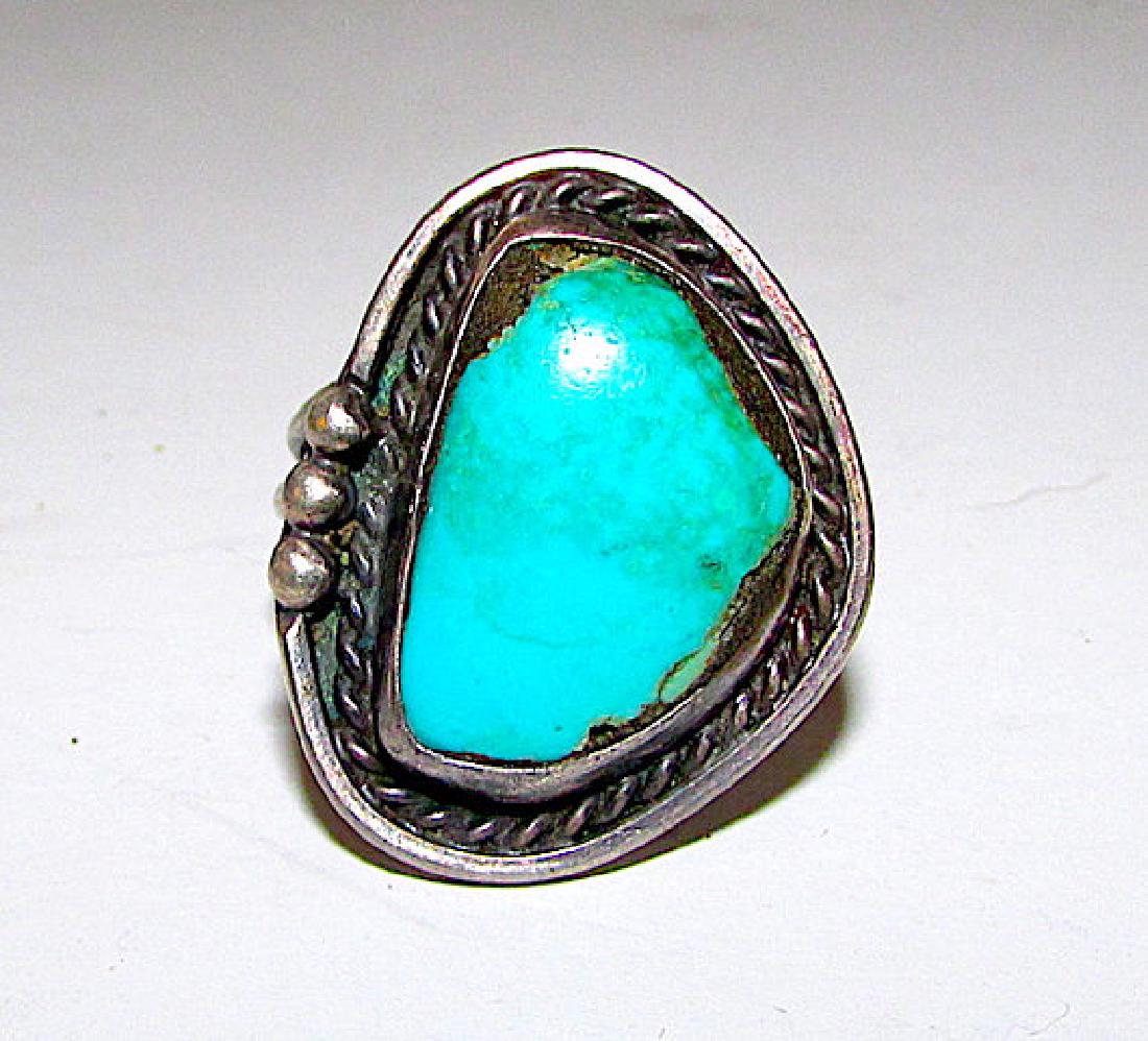 Old Pawn Navajo Sterling Silver Turquoise Statement (1 of 2)