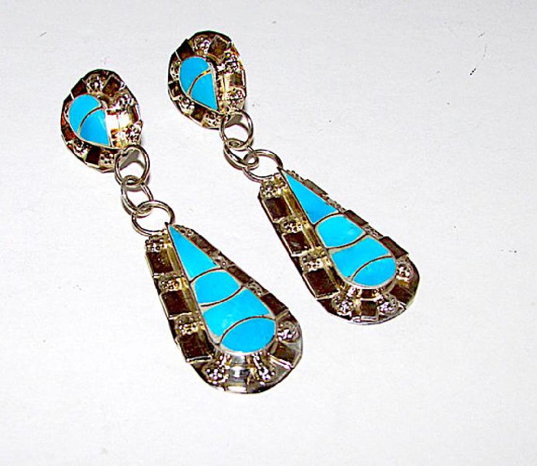 Native American Zuni Sterling Silver Turquoise Inlay (1 of 2)