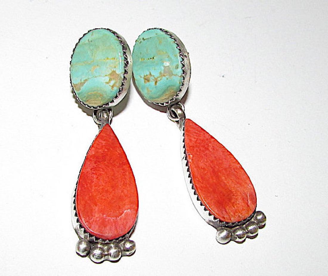 Navajo Sterling Silver Royston Turquoise Orange Spiny (1 of 3)