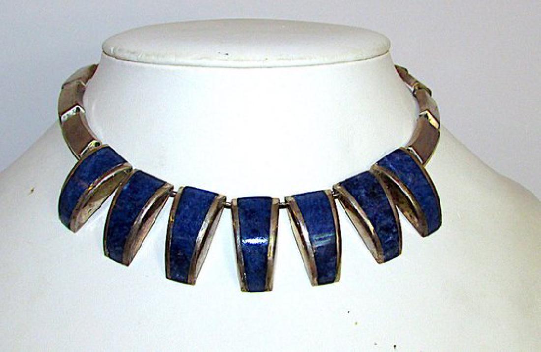 Taxco Sterling Silver Lapis Lazuli Necklace Mexican (1 of 3)