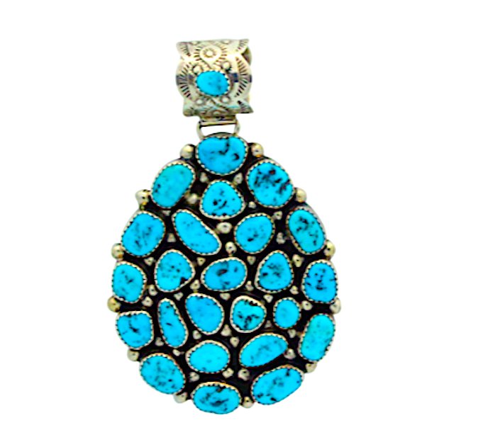 Navajo Sterling Kingman Turquoise Large Pendant (1 of 3)