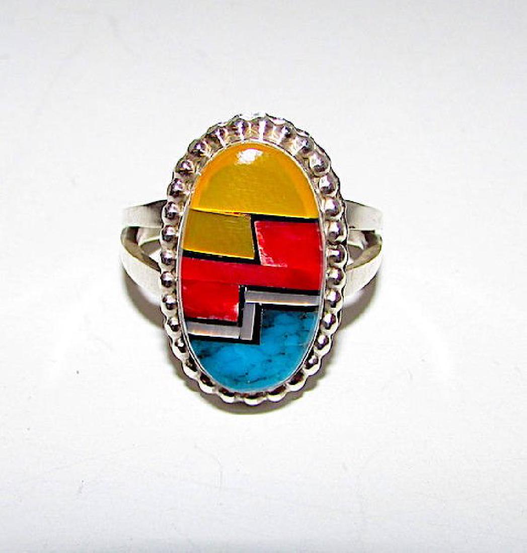 Vintage Navajo Sterling Silver Turquoise Coral MOP (1 of 2)