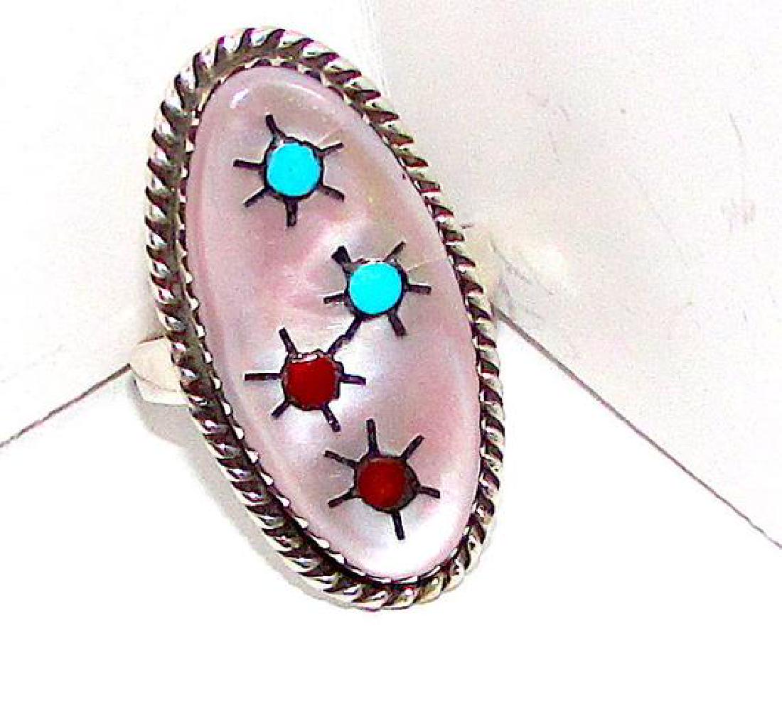 Zuni Sterling Silver Pink Mother-of-Pearl Turquoise (1 of 3)