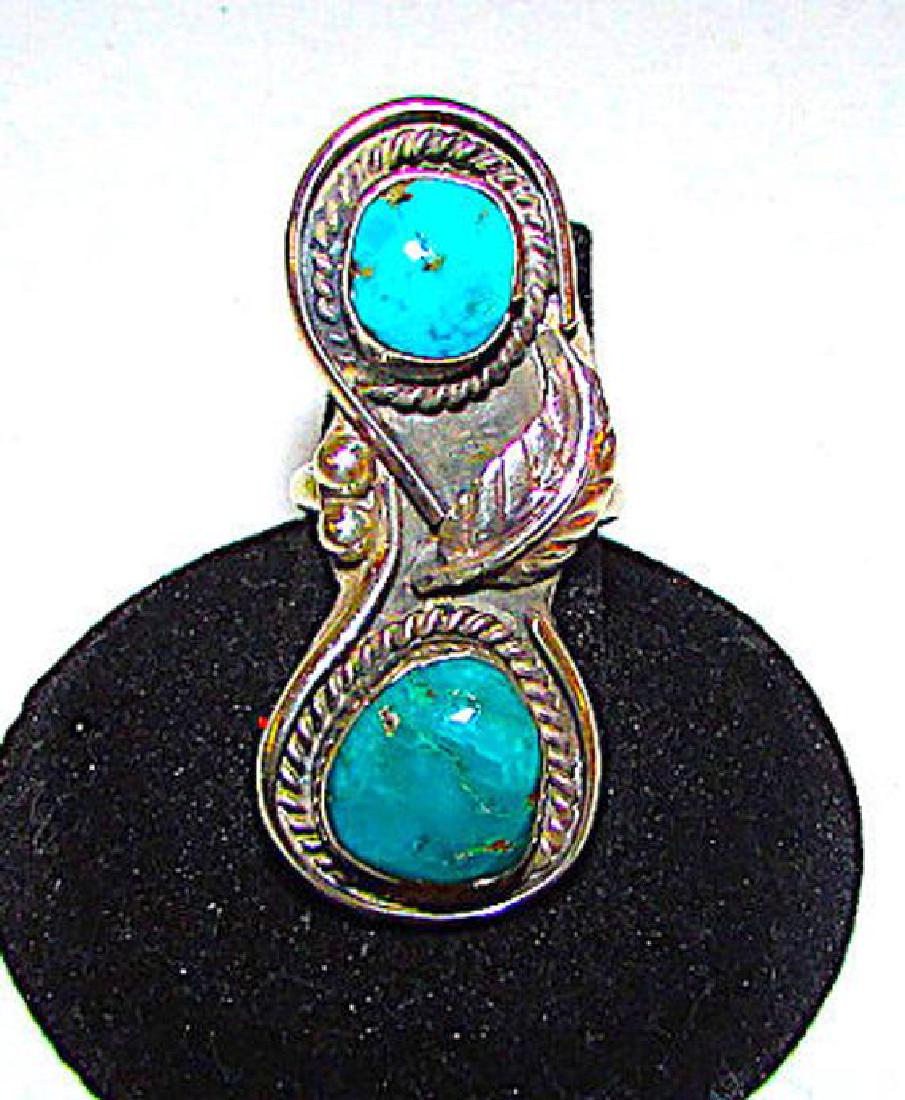 Old Pawn Navajo Sterling Silver Turquoise Statement (1 of 2)