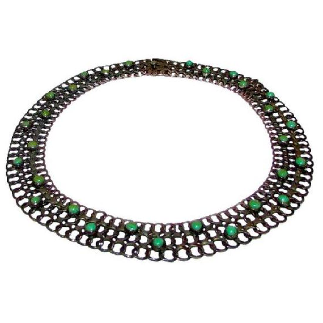 Pre Eagle Taxco Sterling Silver Turquoise Necklace (1 of 3)