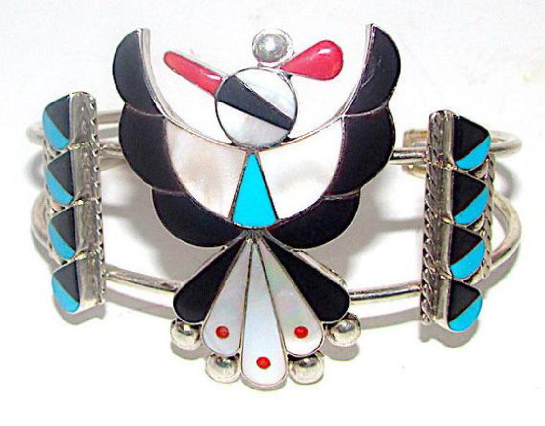 Zuni Thunderbird Bracelet Sterling Silver Turquoise (1 of 3)