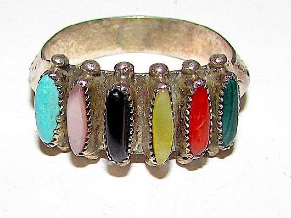 Zuni Sterling Silver Turquoise Coral Malachite (1 of 3)