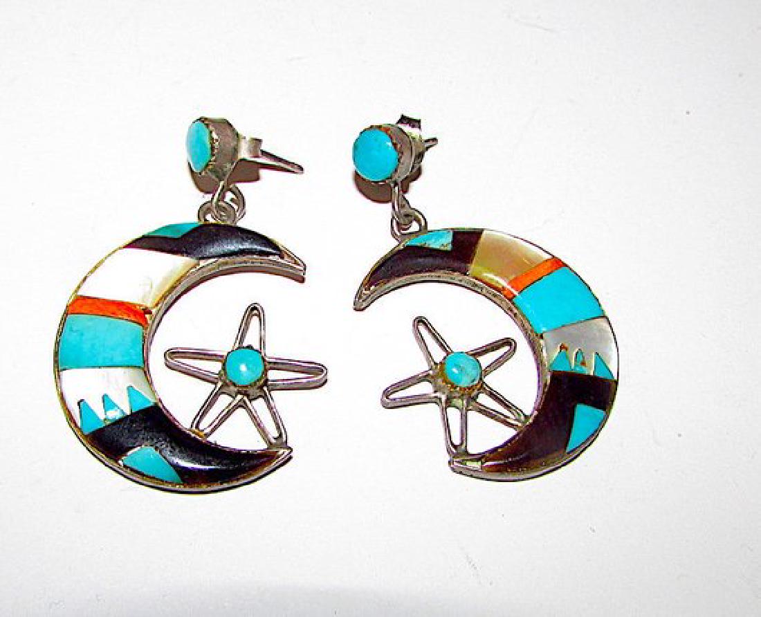 Vintage Zuni Sterling Silver Turquoise Coral Mother Of (1 of 3)