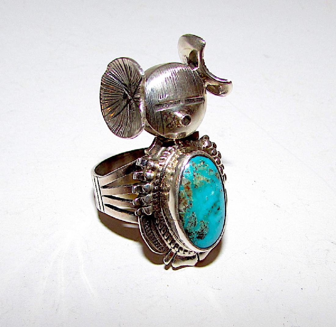 Navajo Bennie Ration Sterling Turquoise Kachina Ring (1 of 3)