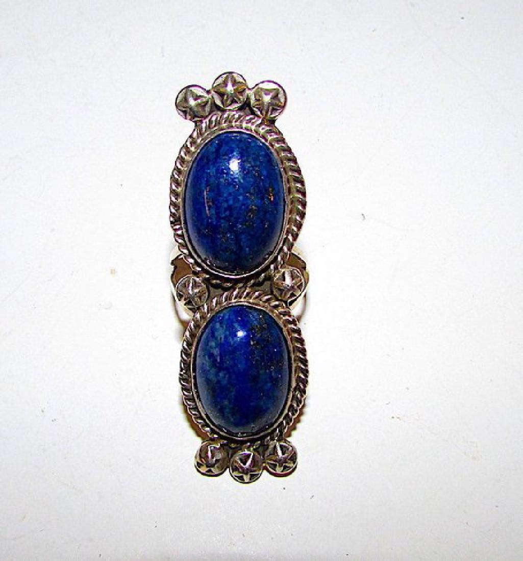 Navajo Lapis Lazuli Sterling Silver Statement Ring Size (1 of 3)
